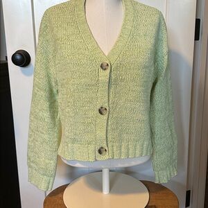LOFT Women's Bright Green Knit Cardigan